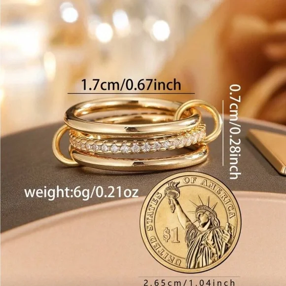 Stainless steel layered ring - Picture 2 of 5